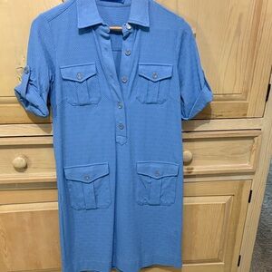 J. McLaughlin Textured Blue Mini Dress